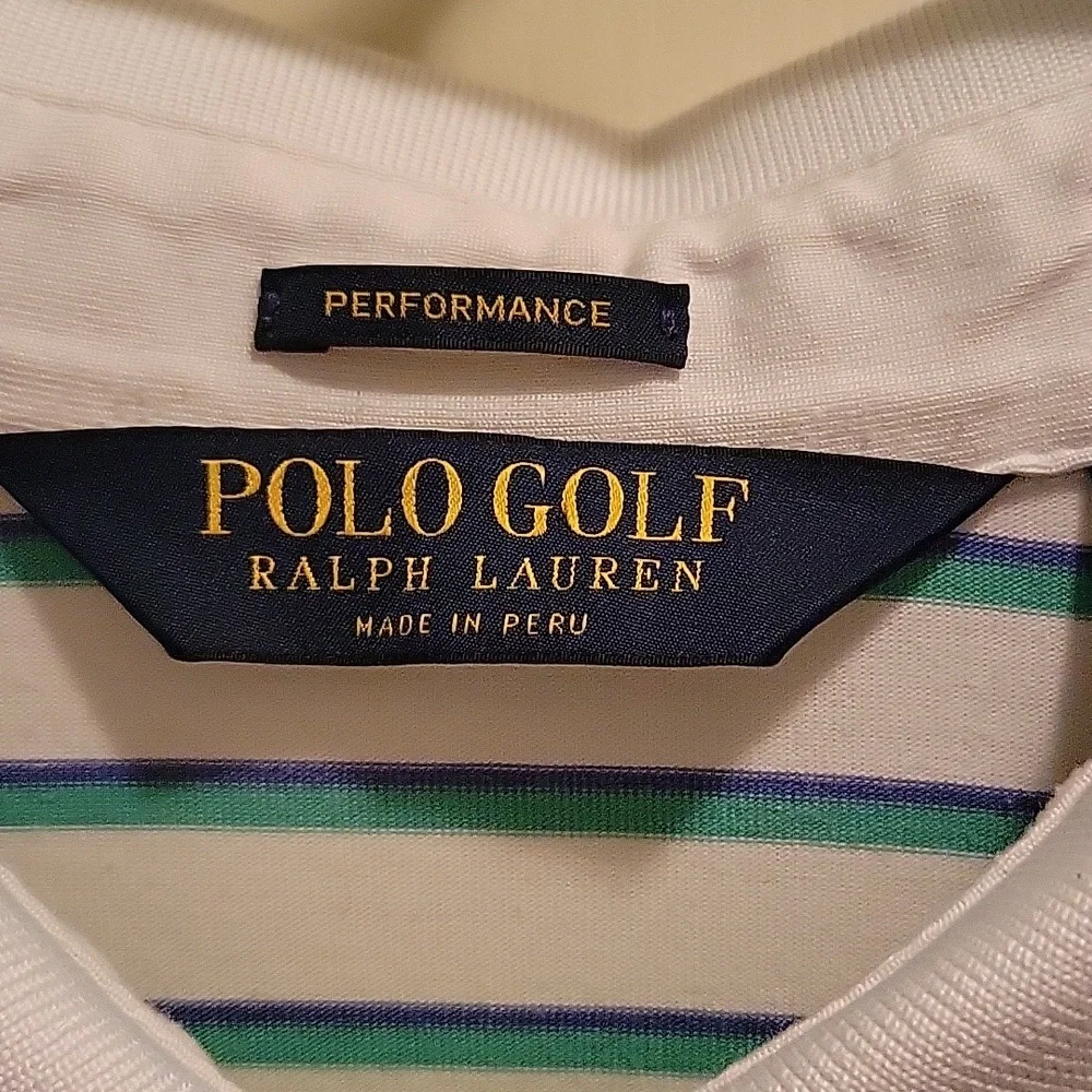 Ralph Lauren Polo Golf Performance short slv short blue green white stripe XXL